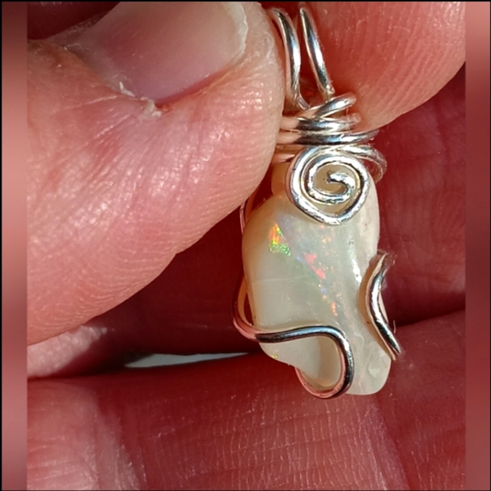 Australian Opal Pendant Lightning Ridge Double Sided Sterling Silver - Picture 8 of 16